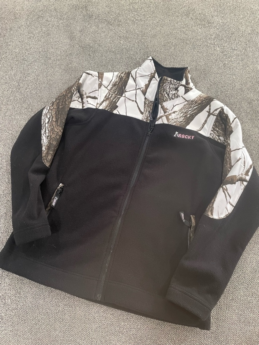 Rocky Black Fleece Jacket with Gray Knit Panel